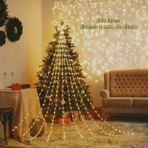 LUCES DE NAVIDAD-ESTRELLA CASCADA SOLAR